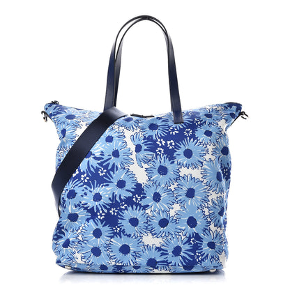 Prada Tessuto Nylon Saffiano Floral Print Tote Baltico Dis Primule 1 of 19