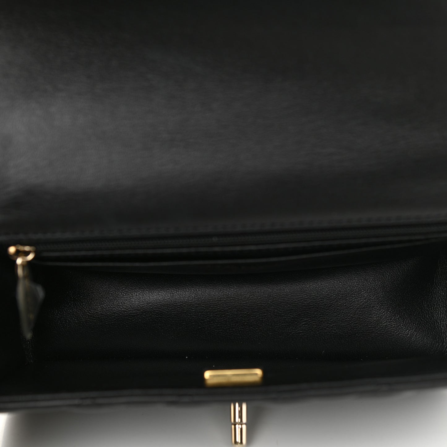 Lambskin Quilted Mini Top Handle Rectangular Flap Black