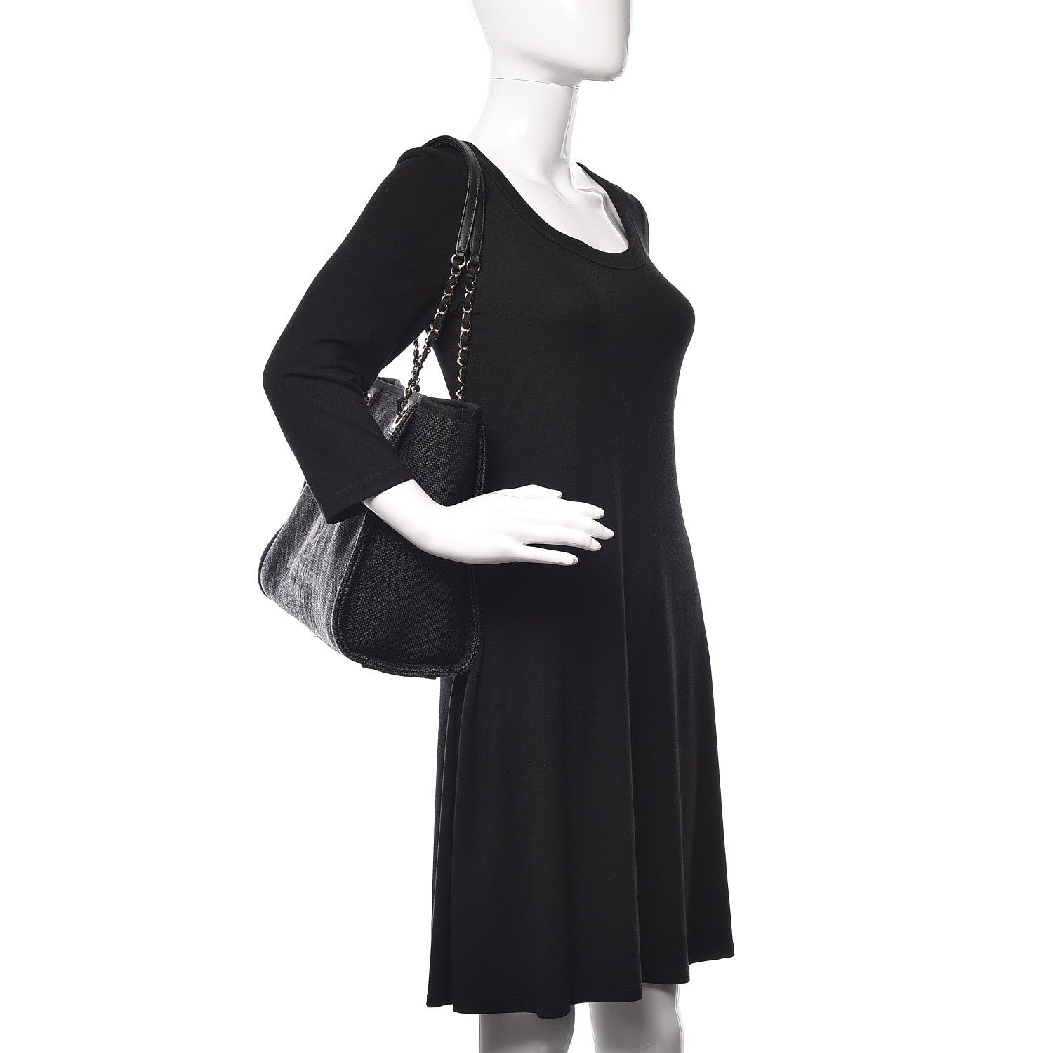Chanel Woven Straw Raffia Small Deauville Tote Black 2 of 11