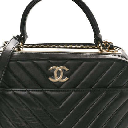 Chanel Lambskin Chevron Quilted Small Trendy CC Bowling Bag Black 8 of 10