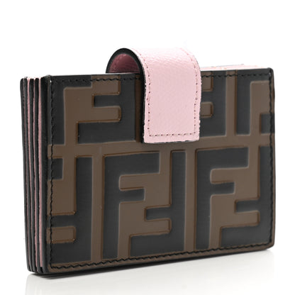 Fendi Vitello Cruise F is Fendi Bi-Color FF 1974 Embossed Gusseted Card Holder Maya Black Peonia 3 of 10