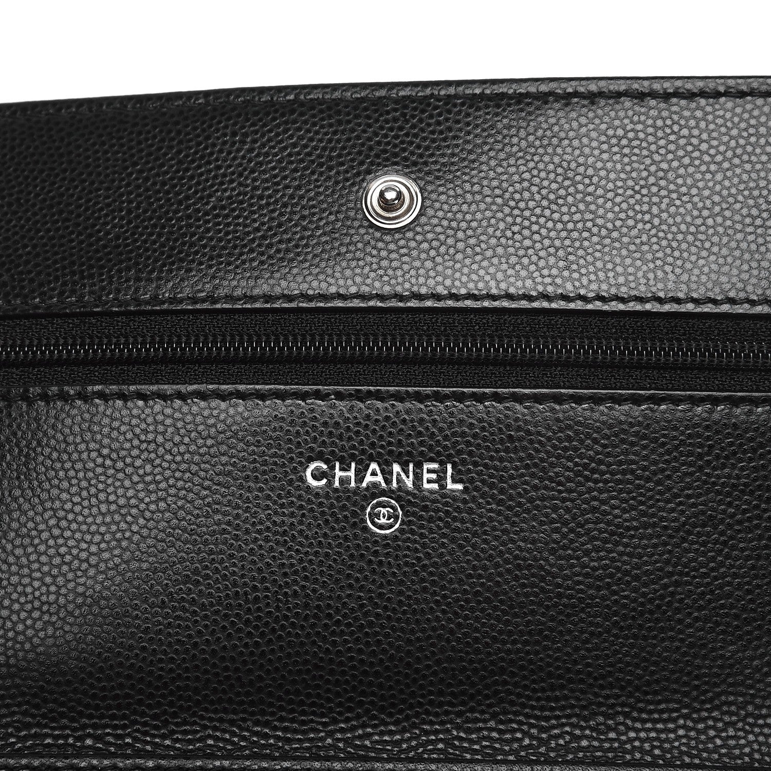 Chanel Caviar Chevron Quilted Wallet On Chain WOC Black 6 of 9
