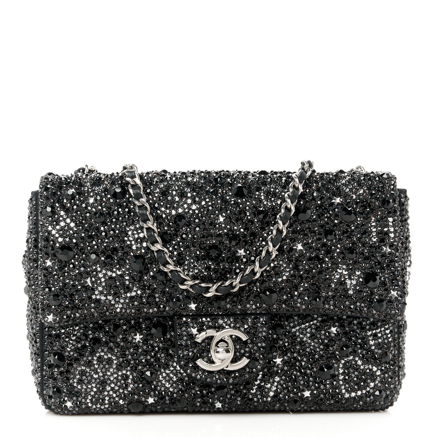 Chanel Satin Diamante Lucky Symbols Evening Flap Bag Black 1 of 12