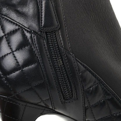 Chanel Lambskin Quilted CC Booties 38.5 Black 10 of 10