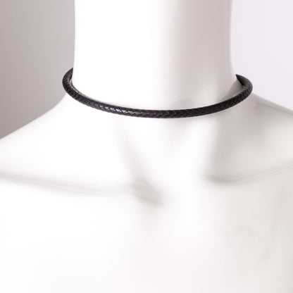 Hermes Woven Leather Jumbo Hook Choker Necklace Black 4 of 4