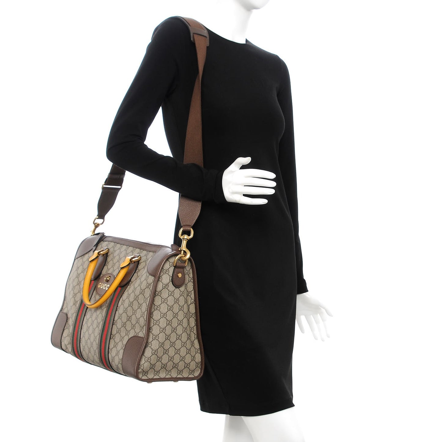 Soft GG Supreme Monogram Web Neo Vintage Duffle Bag Beige New Acero Crop