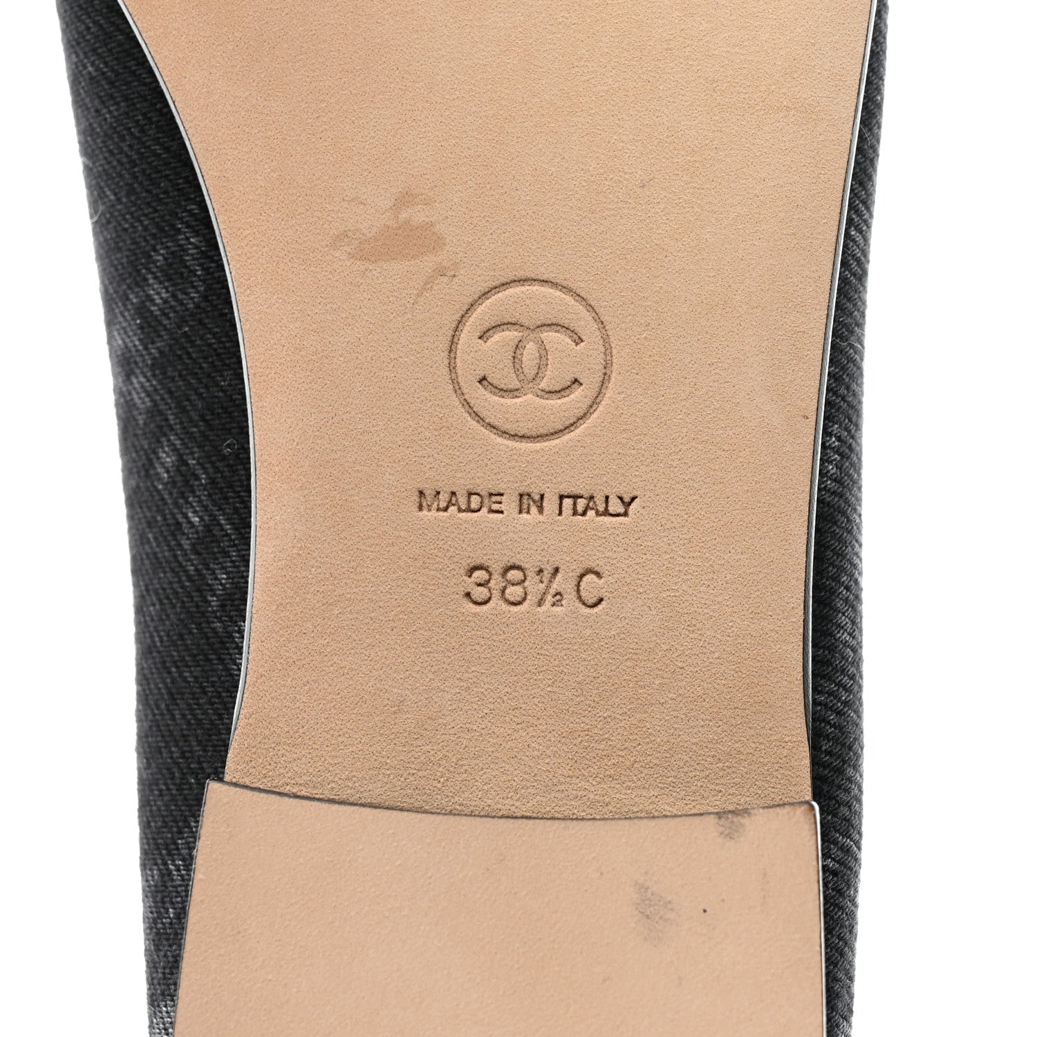 Chanel Denim Printed Cap Toe Ballerina Flats 38.5 Black 8 of 9
