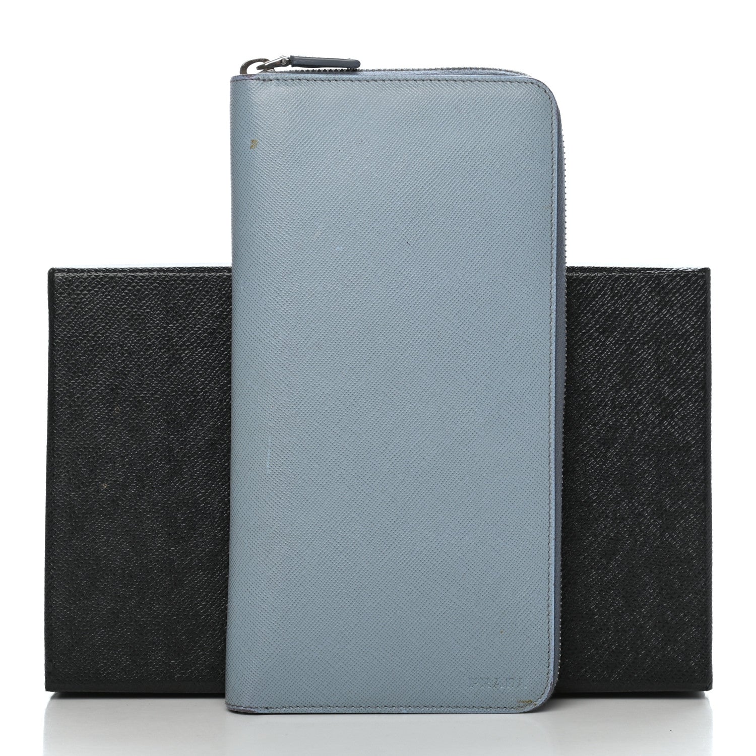Prada Saffiano Zip Around Document Wallet Lago 13 of 13
