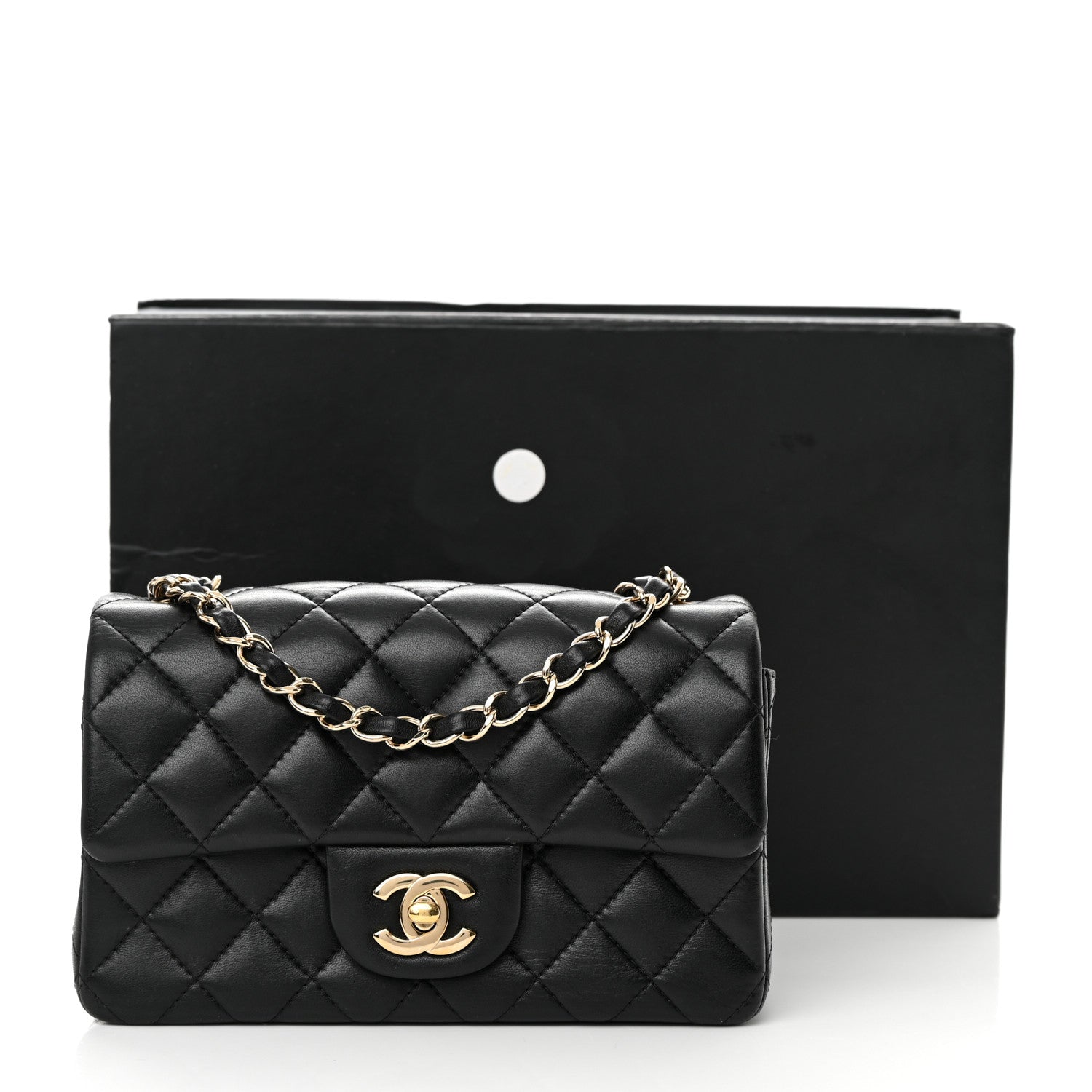 Chanel Lambskin Quilted Mini Rectangular Flap Black 17 of 17
