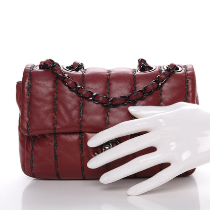 Chanel Lambskin Vertical Stitch Mini Flap Dark Red 3 of 13