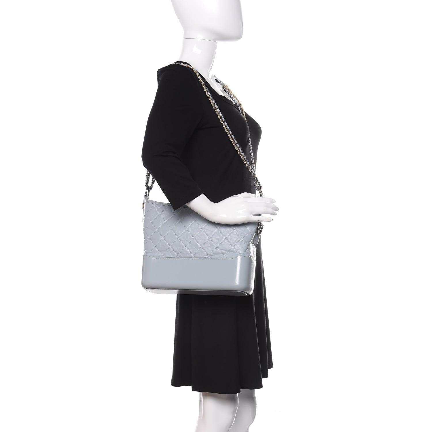 Chanel Aged Calfskin Quilted Medium Gabrielle Hobo Light Blue 2 of 11