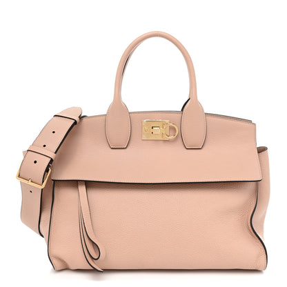 Salvatore Ferragamo Grained Calfskin Medium Studio Top Handle Bag Beige 1 of 12