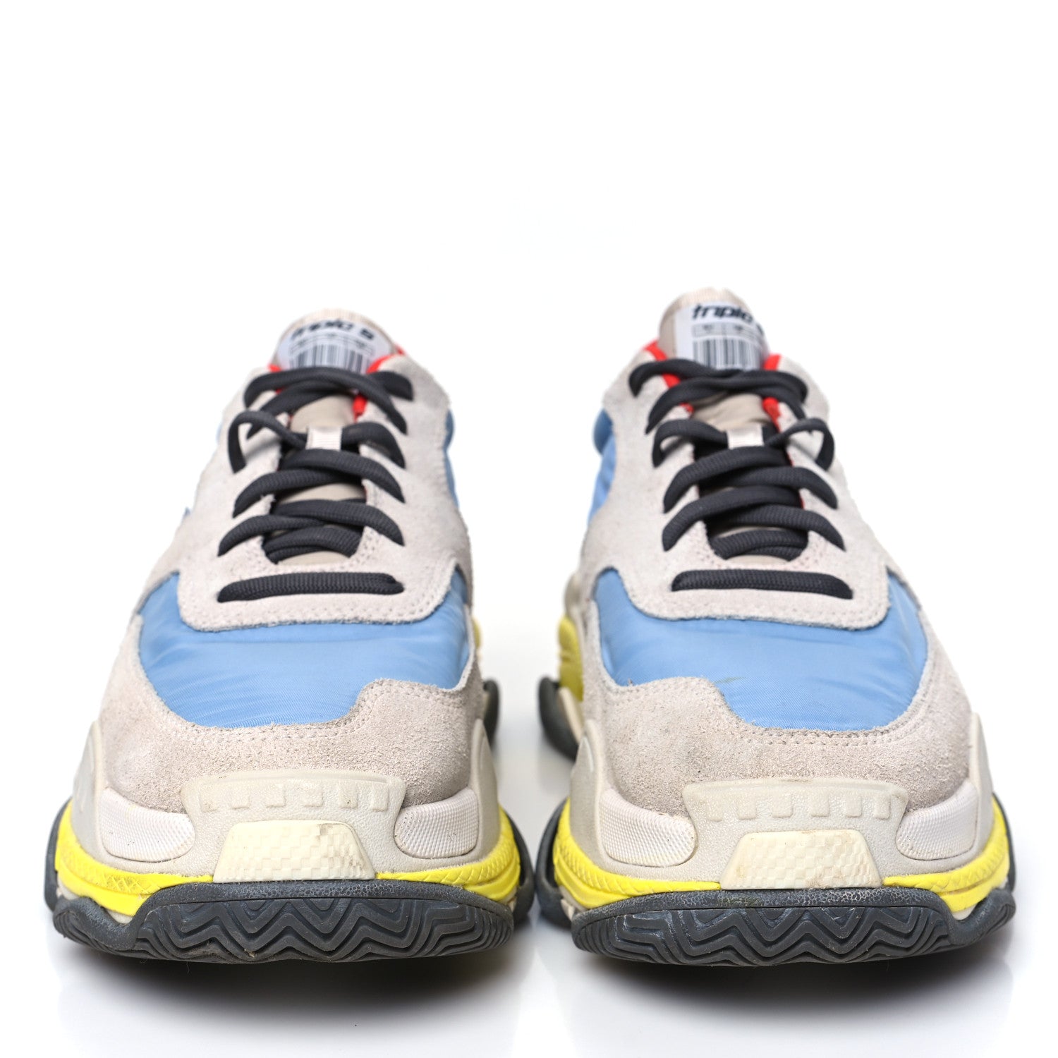 Balenciaga Nylon Suede Womens Triple S 2.0 Sneakers Gris Bleu Rouge 3 of 9