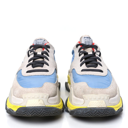 Balenciaga Nylon Suede Womens Triple S 2.0 Sneakers Gris Bleu Rouge 3 of 9