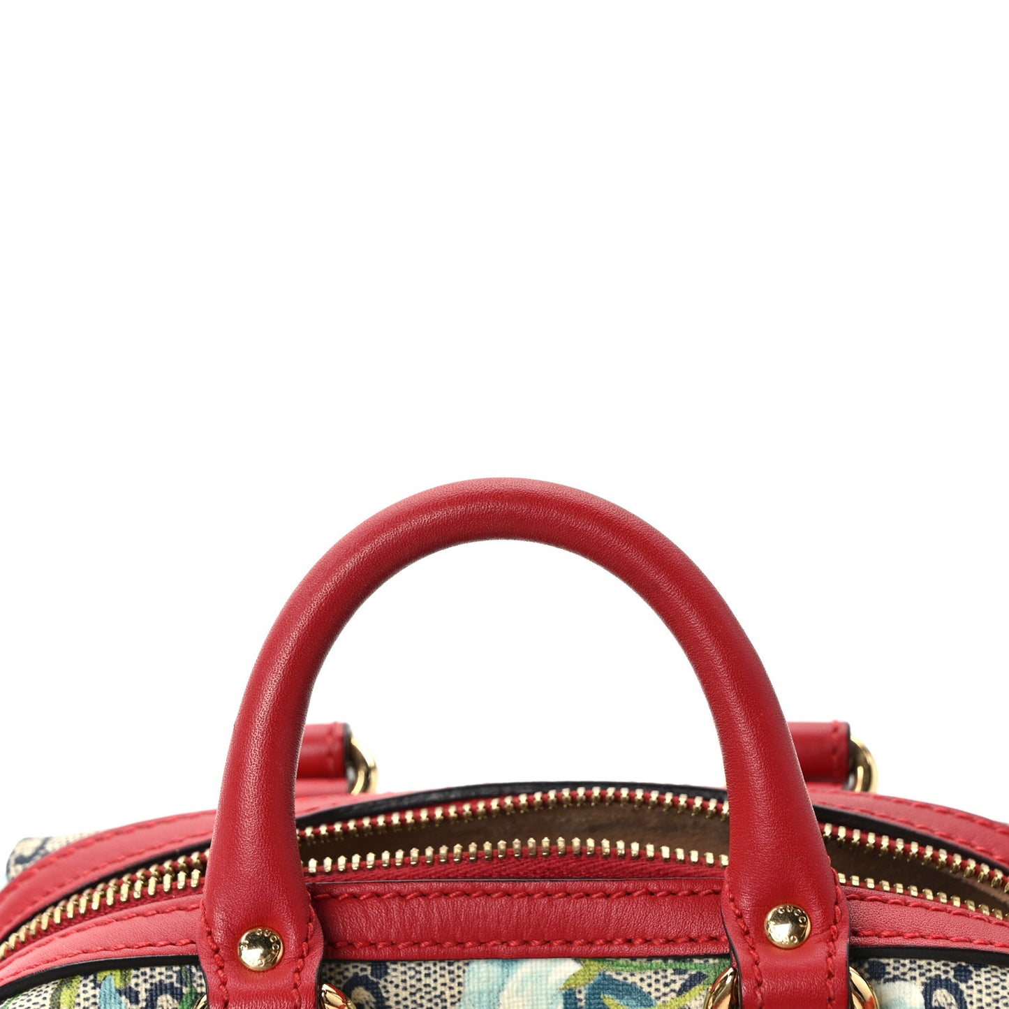 GG Supreme Monogram Blooms Mini Boston Navy Blue Hibiscus