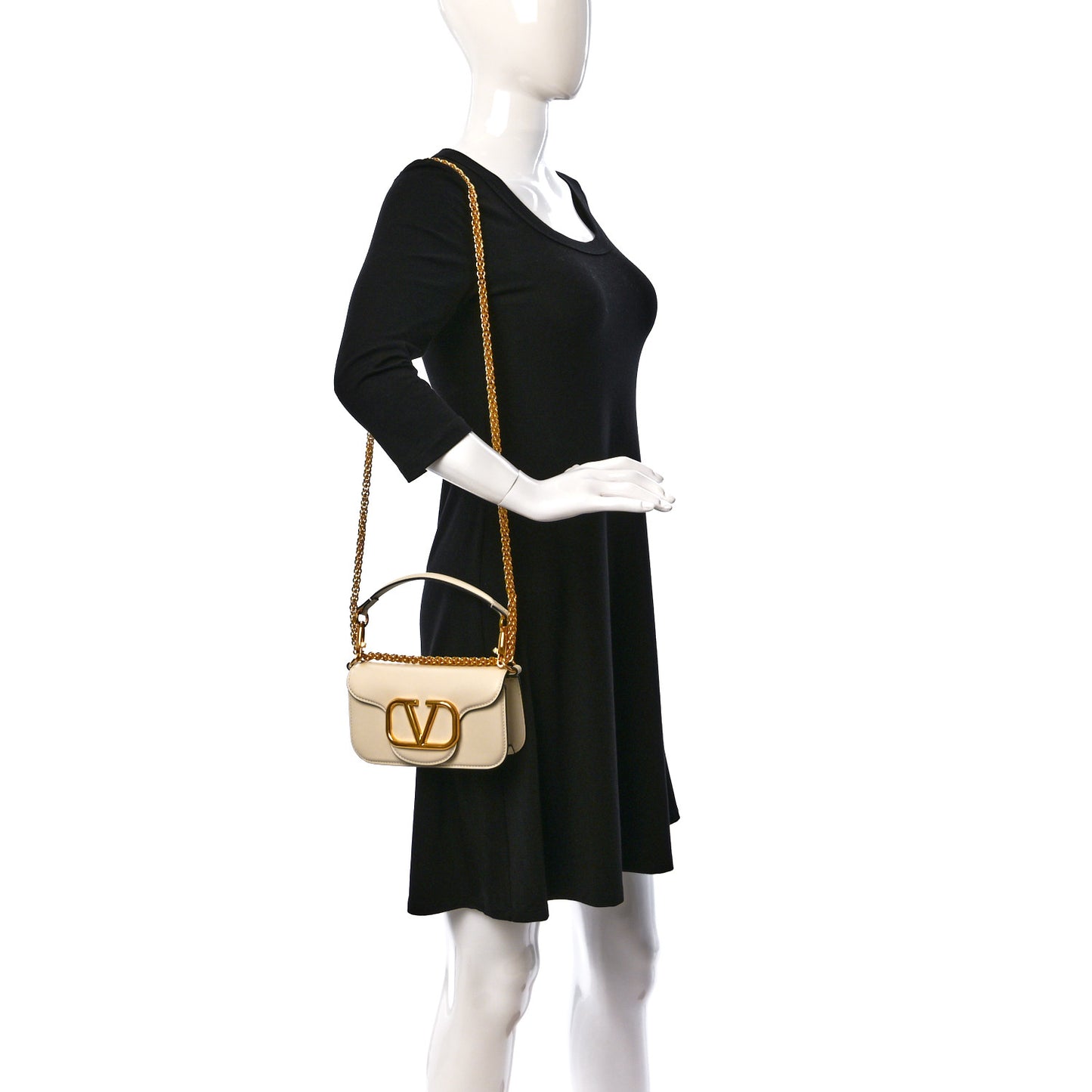 Calfskin VLogo Small Loco Shoulder Bag Light Ivory
