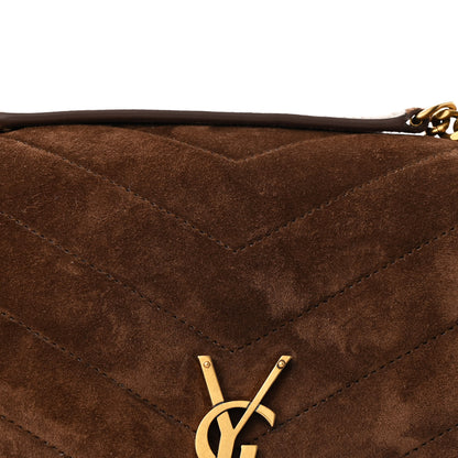 Saint Laurent Suede Y Quilted Monogram Medium Loulou Chain Satchel Bark Brown 9 of 11