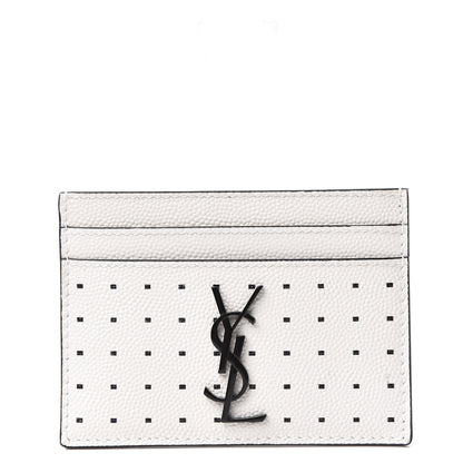 Saint Laurent Grain De Poudre Matelasse Dotted Squares Card Case White 1 of 9