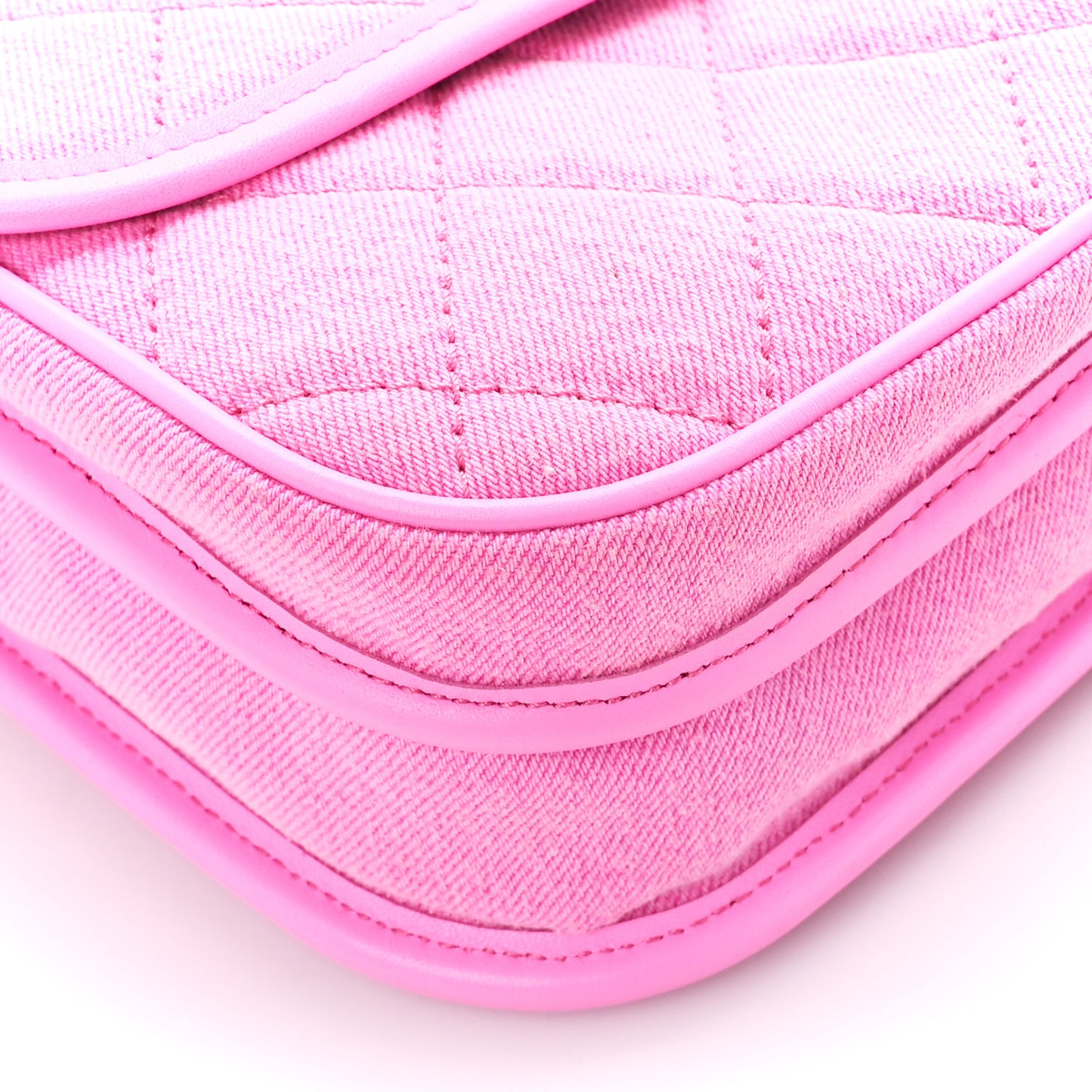 Denim Quilted Small Messenger Flap Neon Pink
