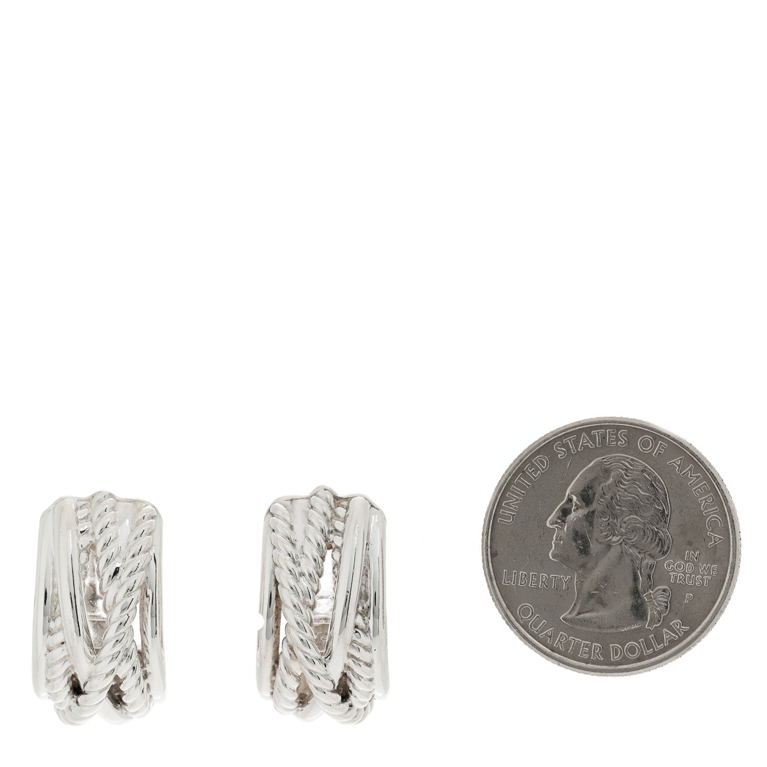 David Yurman Sterling Silver 23mm Crossover Shrimp Earrings 2 of 4