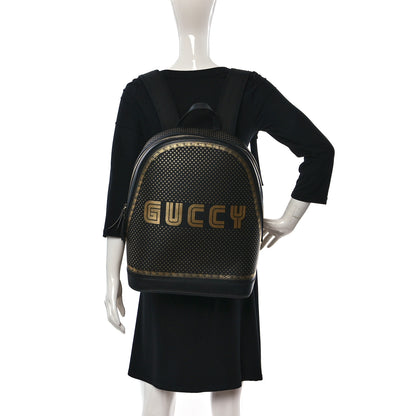 Gucci X SEGA Calfskin GUCCY Stars Dome Backpack Black Gold 2 of 10