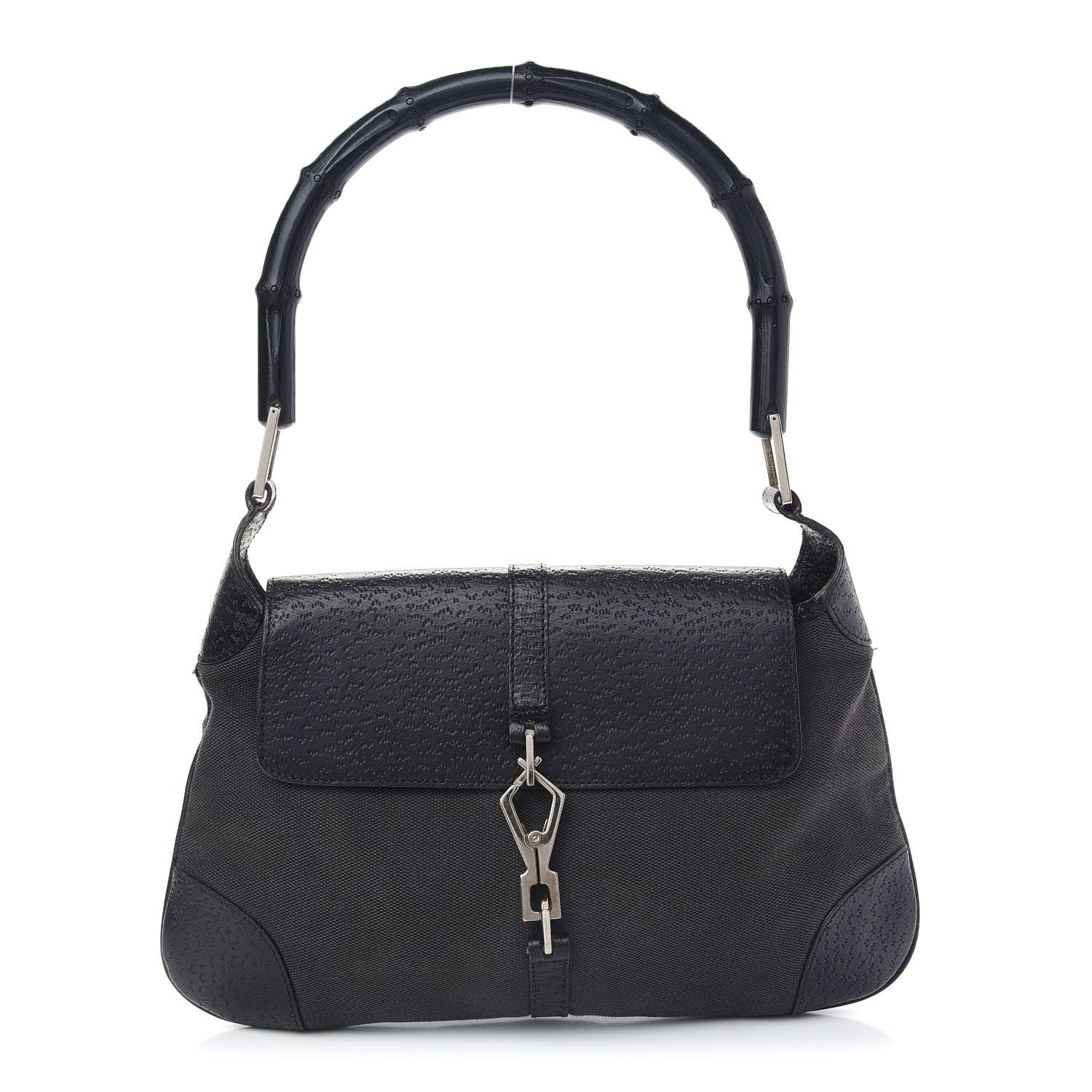 Gucci Calfskin Bamboo Handle Jackie O Hobo Black 1 of 12