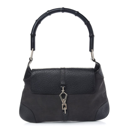 Gucci Calfskin Bamboo Handle Jackie O Hobo Black 1 of 12