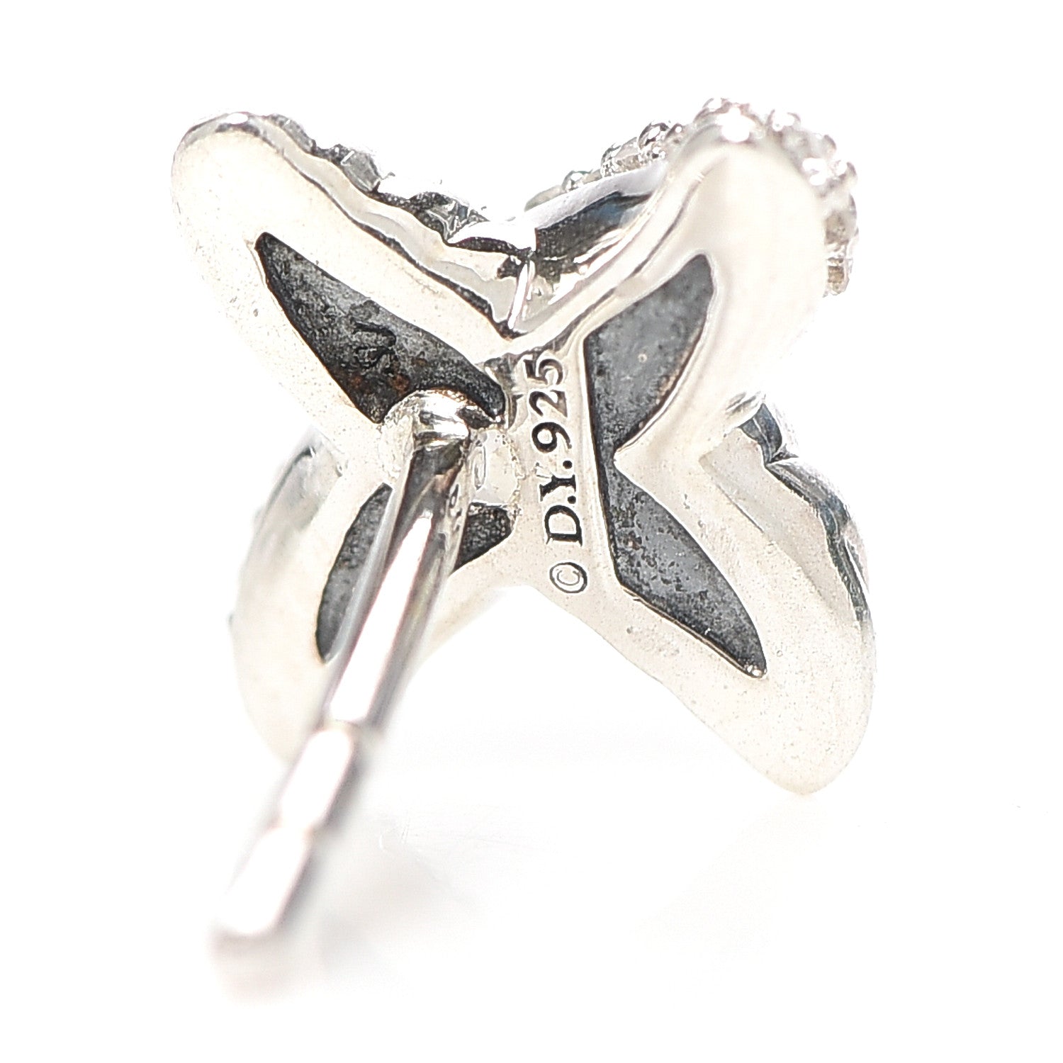 David Yurman Sterling Silver Diamond 8mm X Earrings 3 of 4