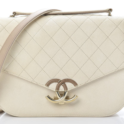 Chanel Grained Calfskin Quilted Medium Cuba Top Handle Flap Ivory 7 of 12