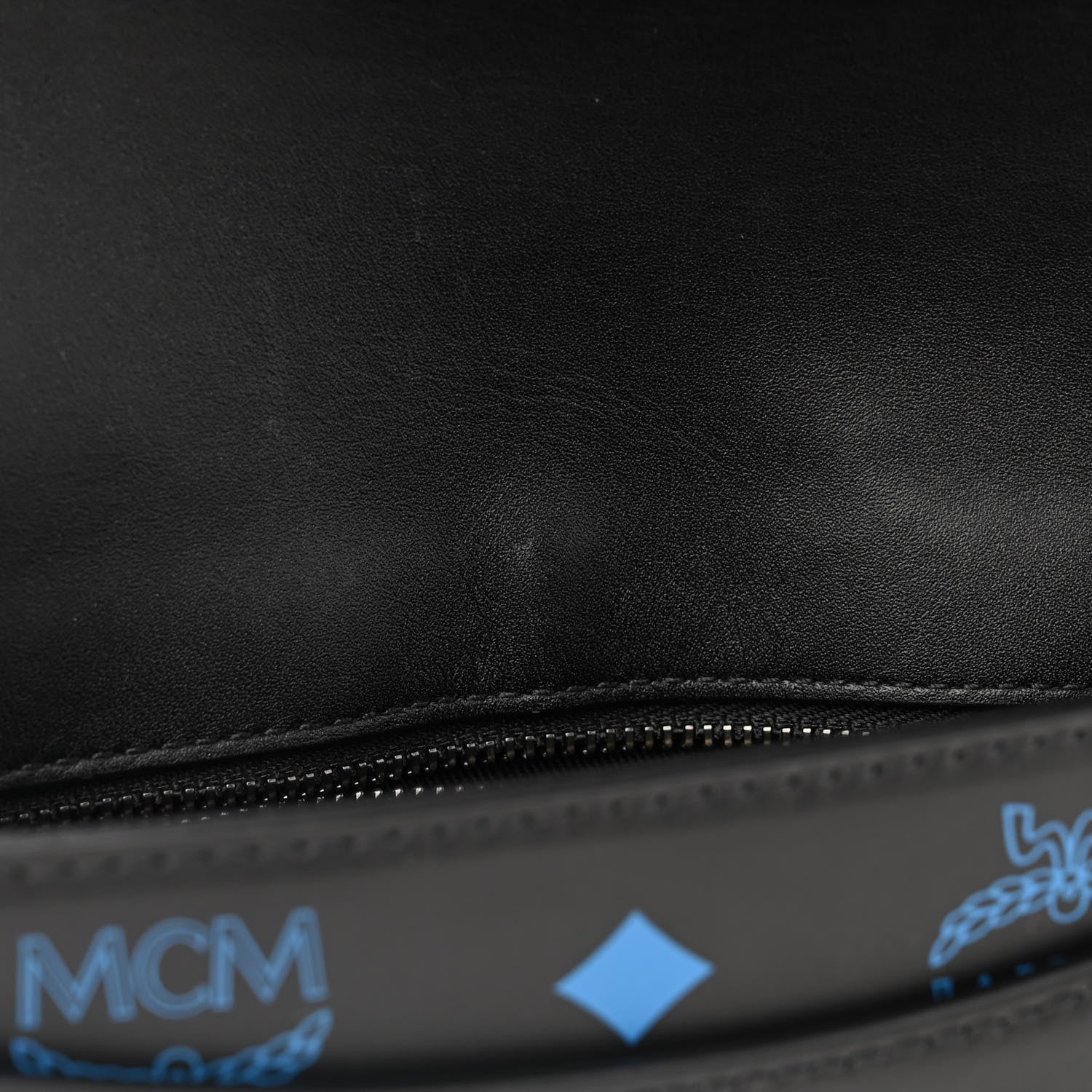 MCM Calfskin Color Splash Logo Crossbody Small Black Blue 11 of 12