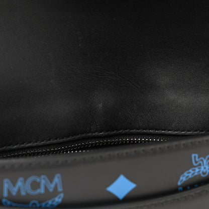 MCM Calfskin Color Splash Logo Crossbody Small Black Blue 11 of 12