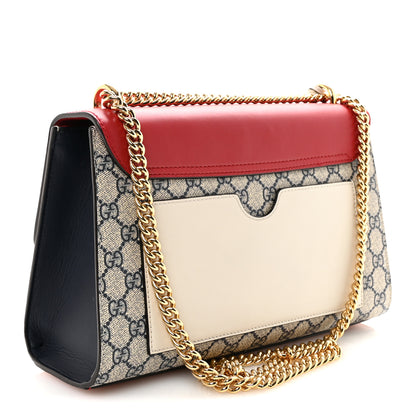 Gucci GG Supreme Monogram Calfskin Medium Padlock Shoulder Bag Beige Hibiscus Red New Rosette 3 of 10