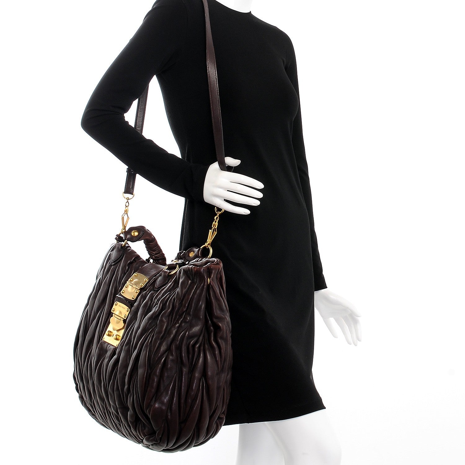 Miu Miu Nappa Matelasse Shopping Tote Brown 2 of 11