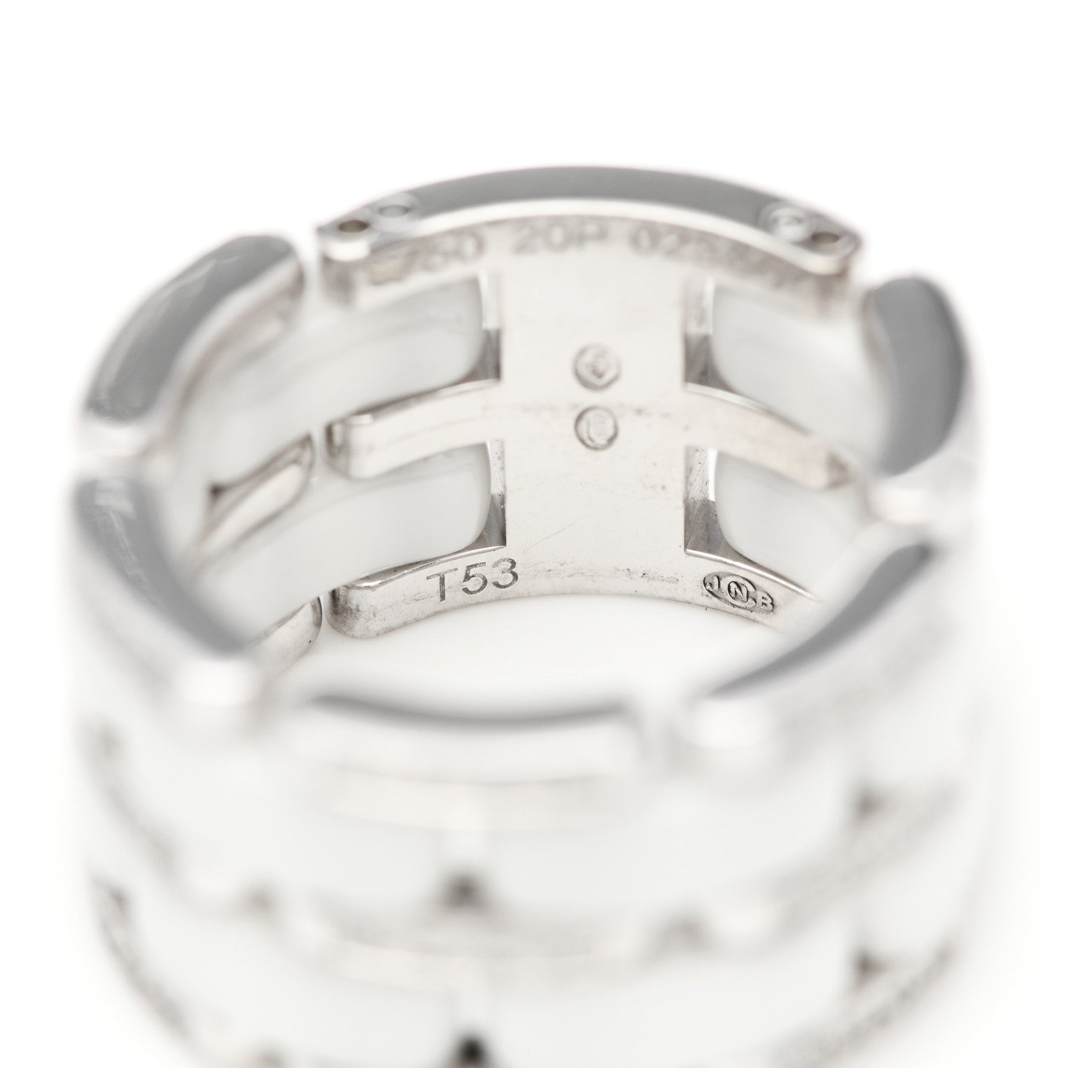 Chanel 18K White Gold Diamond Ceramic Large Ultra Ring White 53 6.5 5 of 6