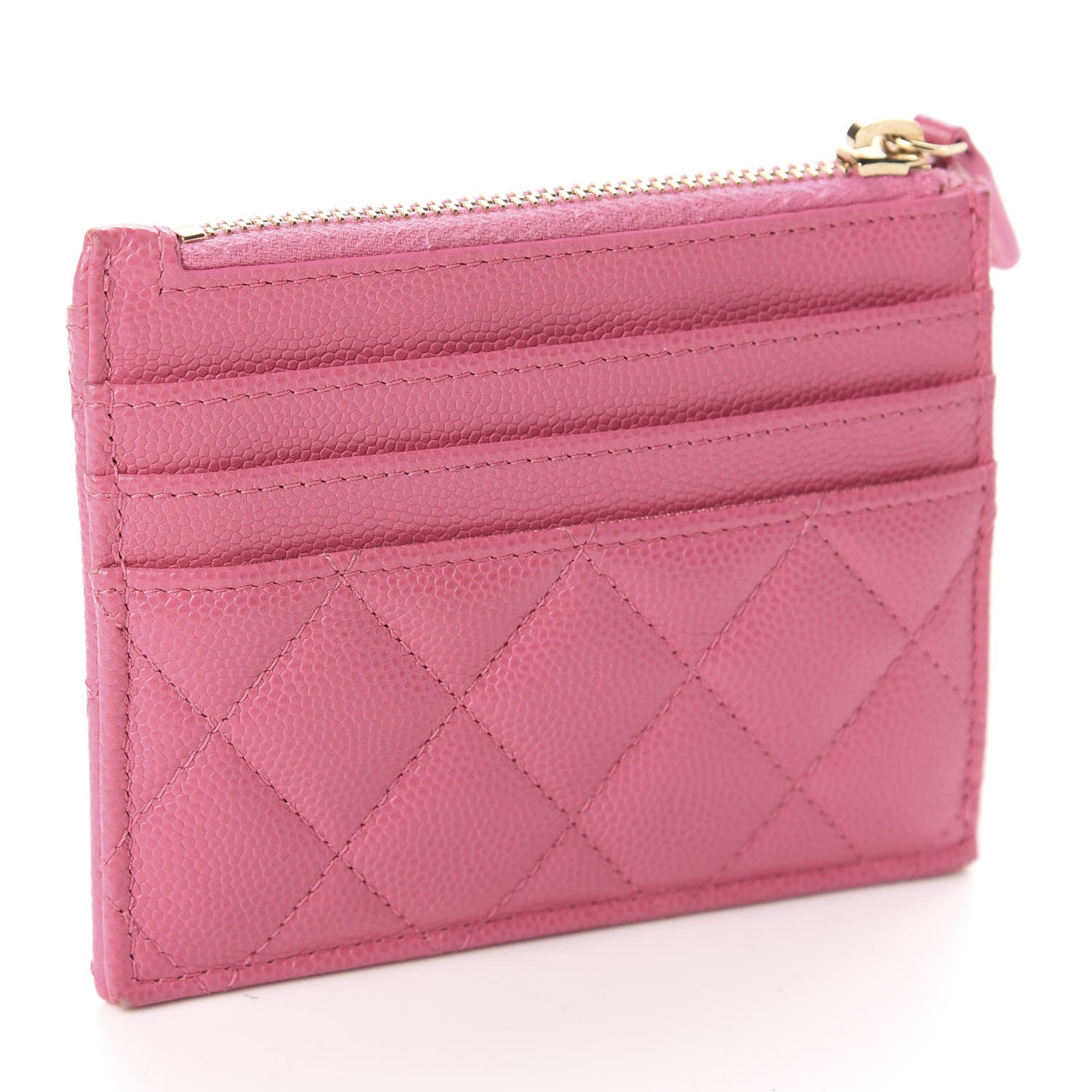 Chanel Caviar Quilted CC Zip Card Holder Pink 3 of 7