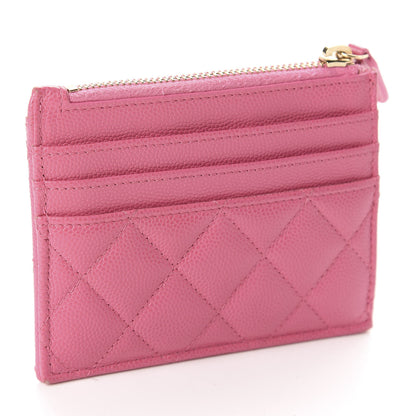 Chanel Caviar Quilted CC Zip Card Holder Pink 3 of 7