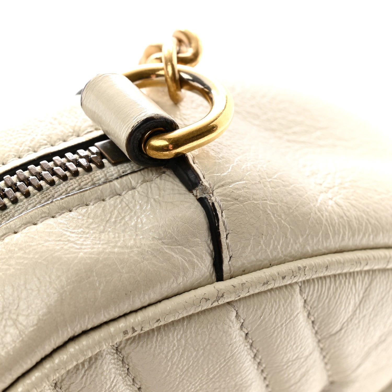 Gucci Calfskin Matelasse Mini GG Marmont Round Shoulder Bag White 14 of 15