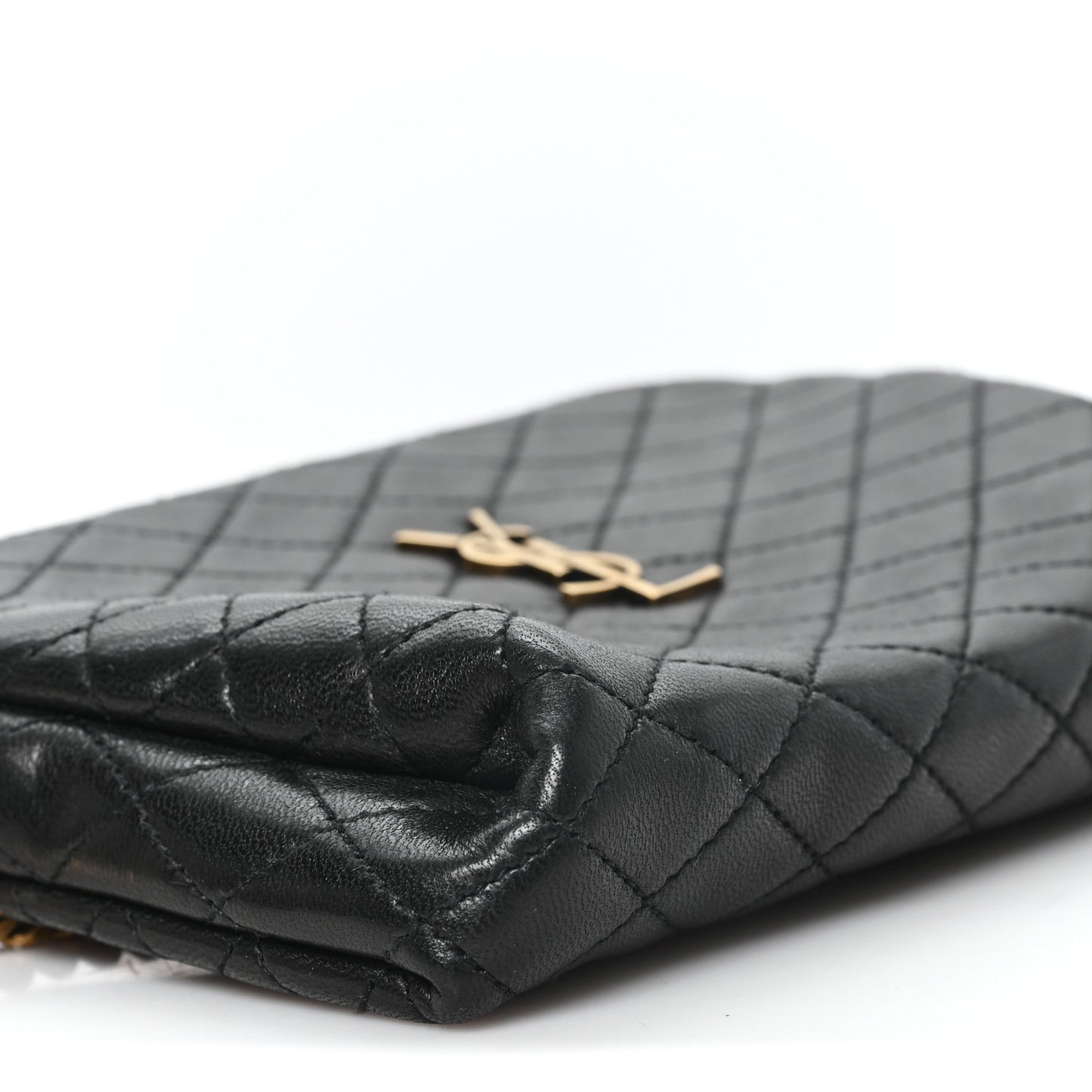 Lambskin Quilted Gaby Zipped Pouch Black