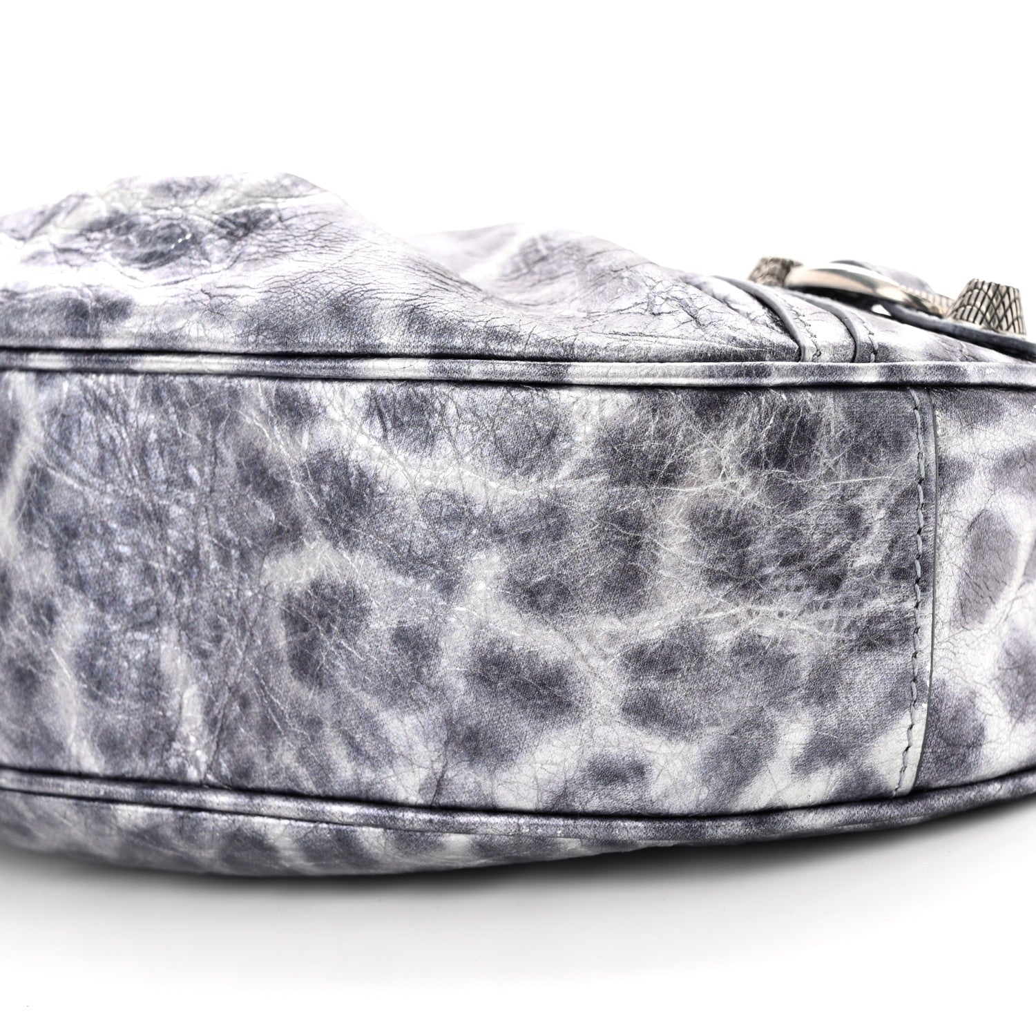 Balenciaga Metallic Agneau Arena Leopard Le Cagole Shoulder Bag XS Dark Grey 10 of 11