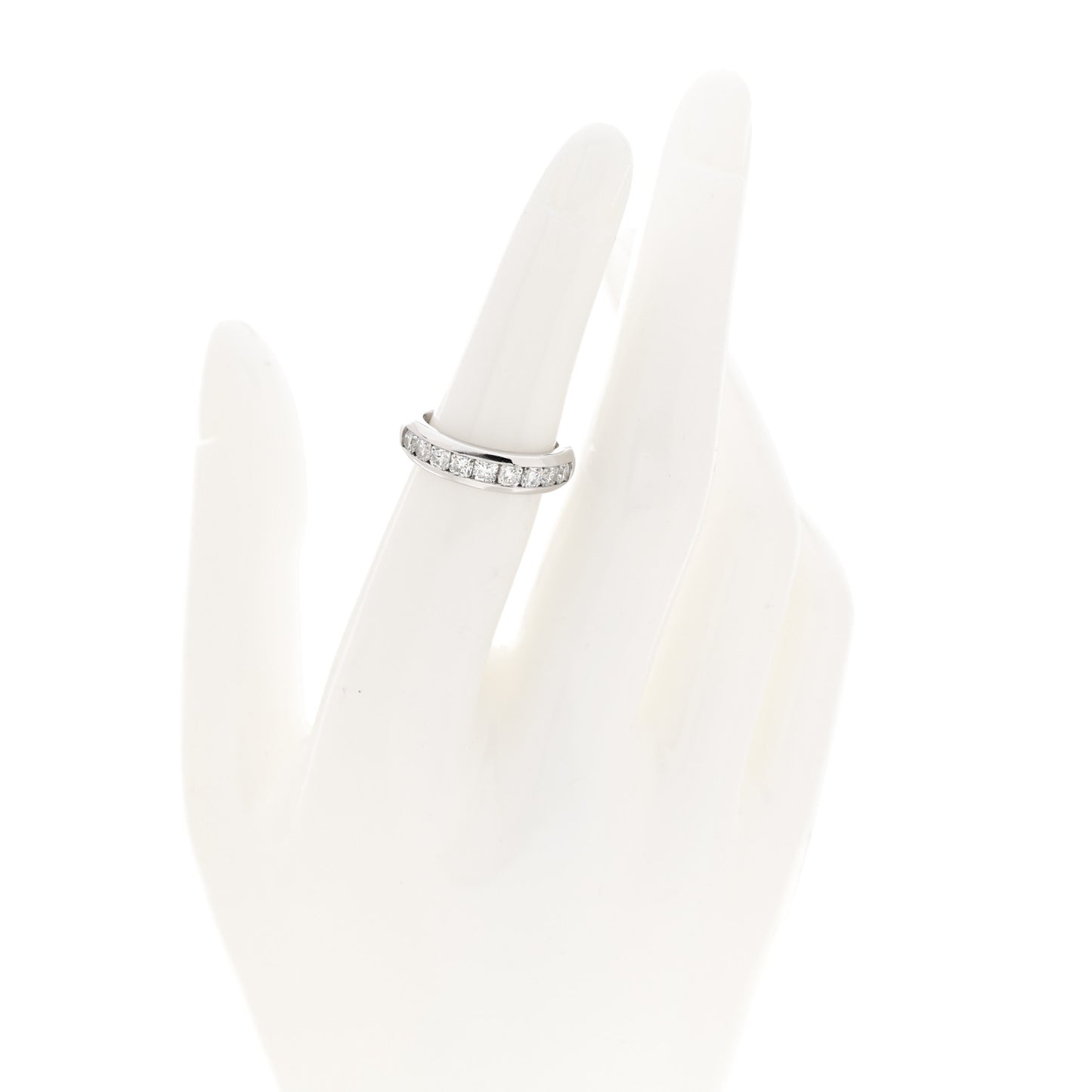 Platinum Diamond Princess Lucida Half Circle Wedding Band Ring 50 5.5
