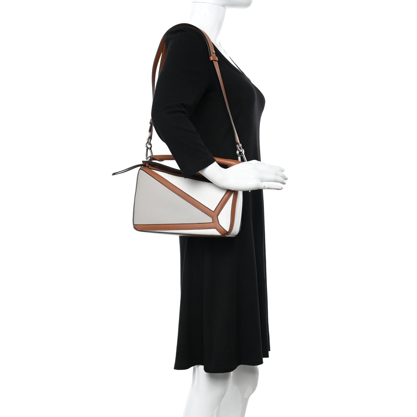 Calfskin Small Graphic Puzzle Bag Ghost Soft White