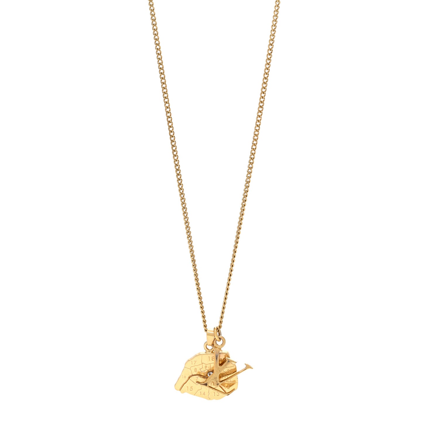 Metal Crystal LV Paris Map Necklace Gold