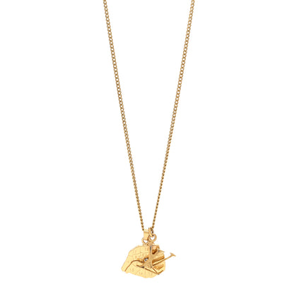 Louis Vuitton Metal Crystal LV Paris Map Necklace Gold 1 of 9