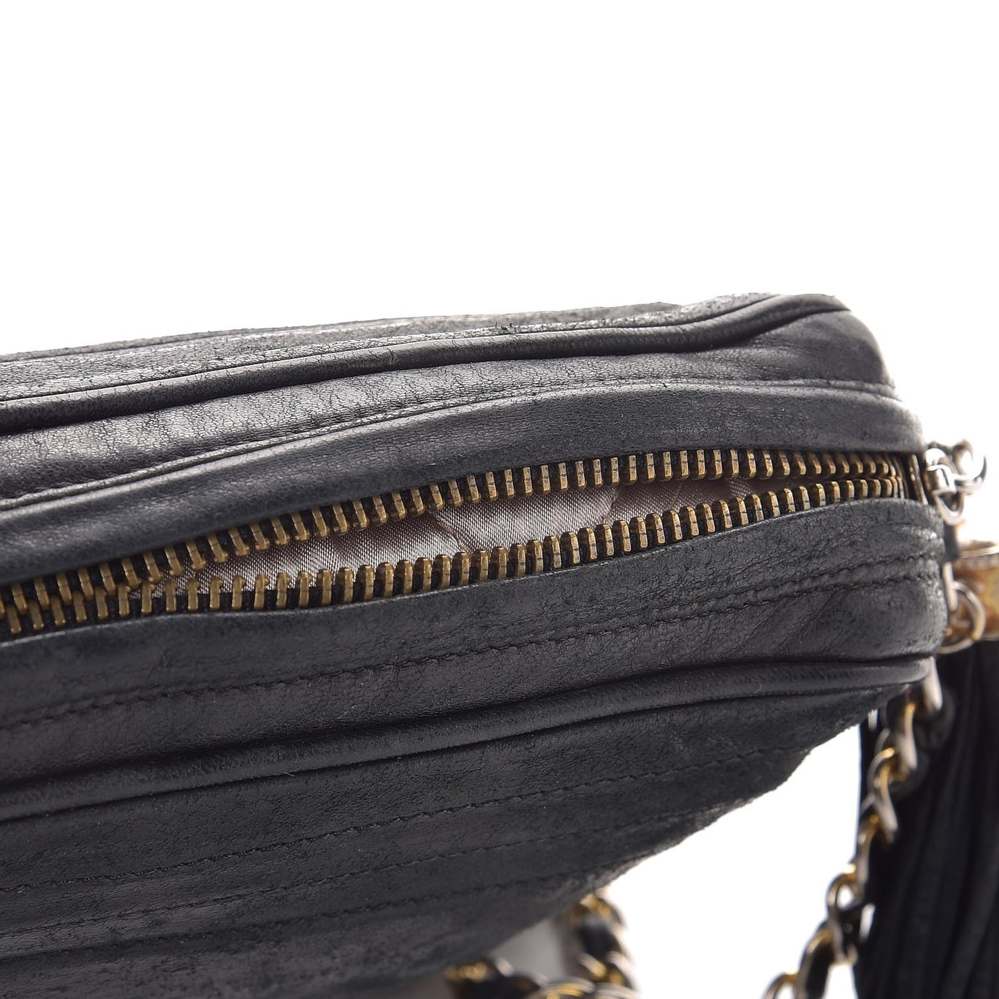 Lambskin Tassel Camera Case Black