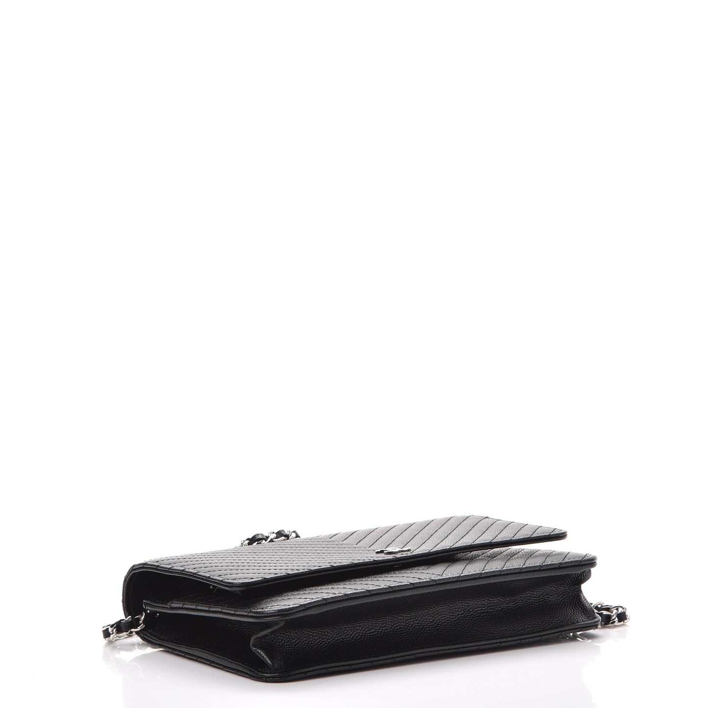 Caviar Chevron Quilted Wallet On Chain WOC Black