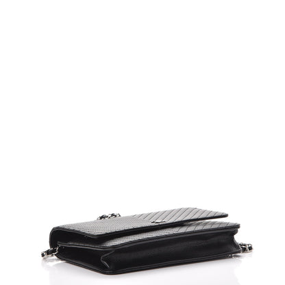 Chanel Caviar Chevron Quilted Wallet On Chain WOC Black 4 of 9