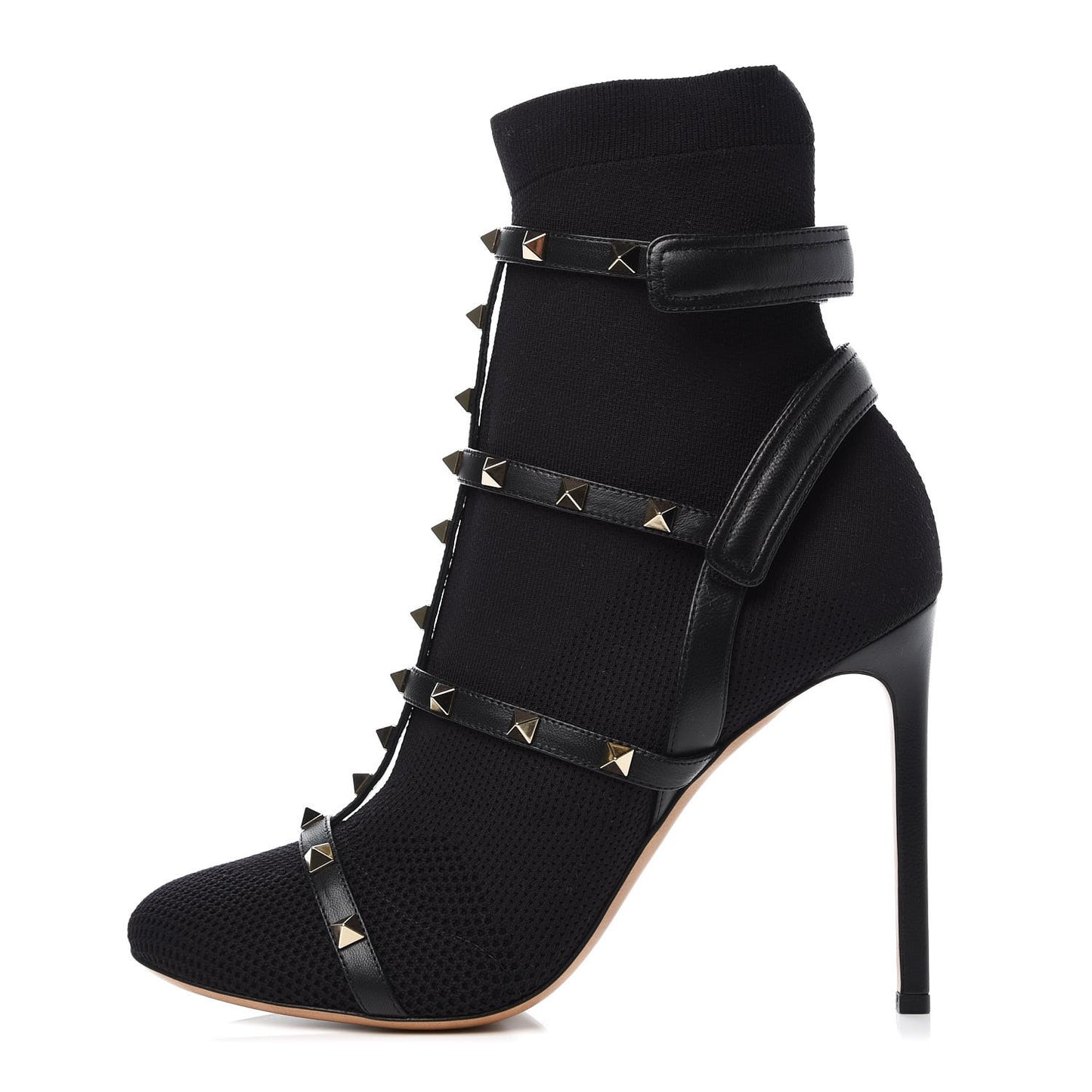 Knit Nappa Rockstud Bodytech 105mm Ankle Boots 41 Black