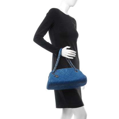 Chanel Iridescent Calfskin Medium Just Mademoiselle Bowler Blue 2 of 8