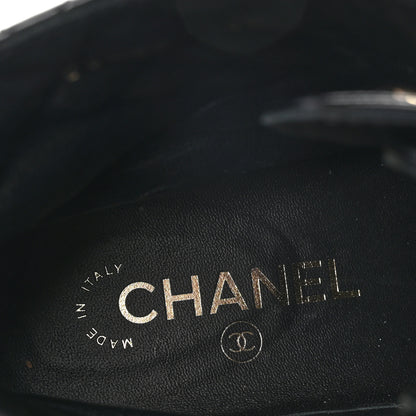 Chanel Shiny Calfskin Quilted Lace Up Combat Boots 40 Black 9 of 11