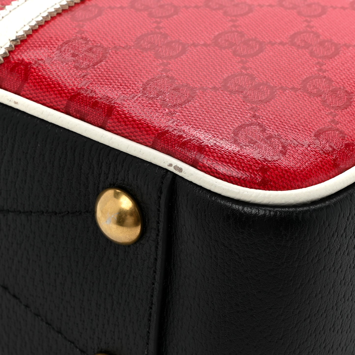 X ADIDAS Crystal Vintage Monogram Textured Dollar Calfskin Web Trefoil Logo Small Messenger Bag Hibiscus Red Off White Black